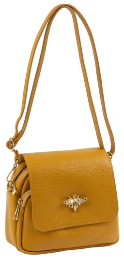 Сумка женская Sefaro из телячьей кожи зернистая выделка жёлтая средняя  фото 3