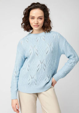 Джемпер ажурный на резинке светло-голубой без метанити