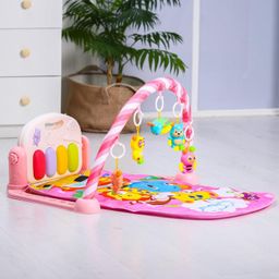 Развивающий коврик Жирафик, с пианино, розовый