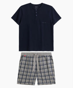 ATLANTIC NMP-380 Пижама мужская Solid Check темно-синий + серый  фото 2