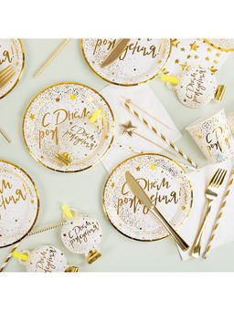 Цена за 2 шт. Карнавальные язычки гудки "С Днем Рождения" (сверкающие блестки), 11 см, 6 шт. в упак.