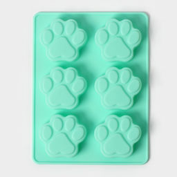 Форма для выпечки Доляна «Животные.Лапка», силикон, 18×13.8 см, 6 ячеек (5×5.4 см), бирюзовая