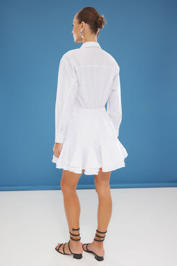 Trendyolmilla Siyah Etegi Belden Ac?lan Volan Detayl? Mini Dokuma Elbise TWOSS25EL00064  фото 10