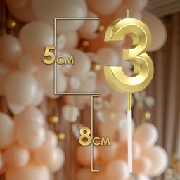 Цена за 2 шт. Свеча в торт на шпажке «Цифра 3», золотая, 5 см