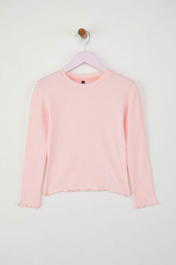 Pembe-Mavi 2li K?z Cocuk 100% Pamuk Duz Bisiklet Yaka Regular Orme T-Shirt TKDAW26TS00001 - Trendyolmilla фото 10