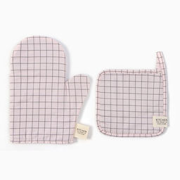 Набор кух. Этель Клетка: варежка 20х28 см, прихватка 19х19 см, 80% хл, 20% пэ  фото 2