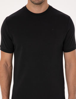 Siyah Regular Fit %100 Pamuk Bisiklet Yaka Basic T-shirt - Cacharel фото 6