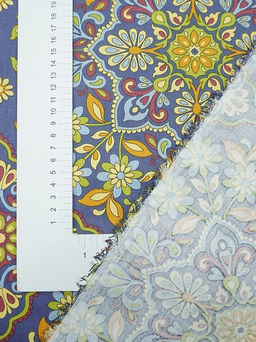 Сатин Мандала цветов цв.джинсово-фиолетовый, ш.2.5м, хлопок-100%, 115гр/м.кв - Купава фото 3