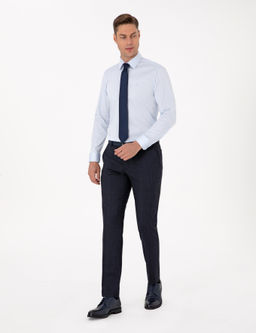 A__k Mavi Slim Fit Uzun Kollu Basic G_mlek