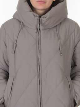 A612 GRAY/BEIGE Куртка зимняя женская (верблюжья шерсть, 120 гр. холлофайбер)