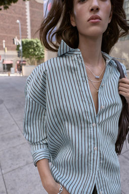 OVERSIZE STRIPED POPLIN SHIRT - Zara фото 2