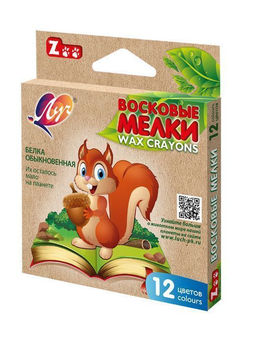 Набор восковых мелков Луч ZOO 12 цв. шестигранные, смываемые, диаметр 8 мм