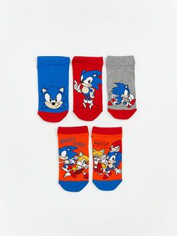 Sonic Desenli Erkek ?ocuk Patik ?orap 5li