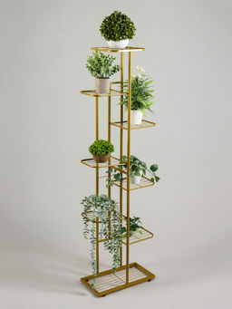 Подставка для цветов Greengo, 8 полок, 43×22×141 см, напольная, металл, цвет золотой