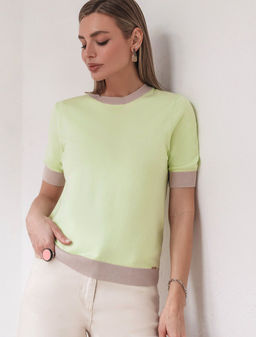 Джемпер с коротким рукавом тонкой вязки из вискозы с люрексом