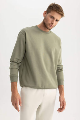 Базовый свитшот Oversize с круглым вырезом - Defacto фото 3