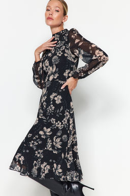 TRENDYOLMILLA Yesil Sal Desenli Volanl? Dokuma K?sl?k Elbise TWOAW23EL01436 фото 18