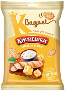 Цена за 5 шт.Кириешки Baguet, сухарики со вкусом сметаны и сыра, 50 г