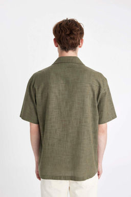 Хлопковая рубашка с короткими рукавами и воротником-поло Relax Fit - Defacto фото 6