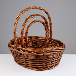 Корзина плетёная для хранения Samla, из лозы, с ручкой, коричневая, набор 3 шт.