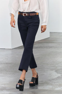 ZW COLLECTION BOOTCUT HIGH-WAIST CROPPED JEANS - Zara фото 4