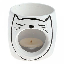 Подсвечник для чайной свечи "Мурзик-2" д7см, h8см, гипс, малый, без чайной свечи, с росписью (Россия)