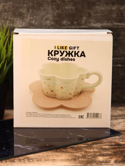 Кружка керамическая с блюдцем Cozy dishes, white