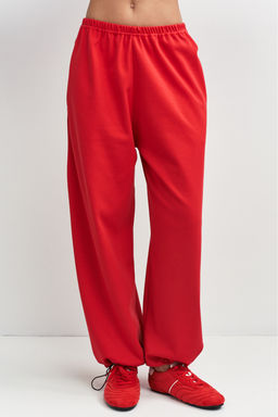Брюки хлопковые на кулиске Красный - Erist store фото 3