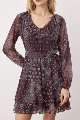 Cok Renkli Boho/Boho Chic Bask?l? F?rf?r Detayl? Mini Tul Esnek Orme Elbise TWOAW26EL00251 - Trendyolmilla фото 3