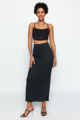 TRENDYOLMILLA Siyah Maxi Yuksek Bel Esnek Orme Etek TWOSS23ET00372