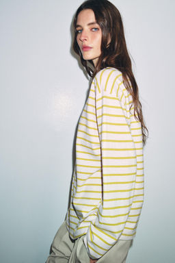CAMISETA ALGOD?N Y LINO RAYAS / Rosa pastel - Zara фото 3