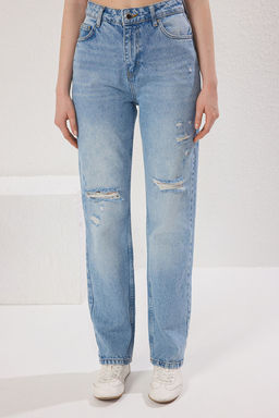 Ac?k Mavi More Sustainable Y?rt?k Detayl? Normal Bel Uzun Straight Jeans TWOSS25JE00220 - Trendyolmilla фото 3