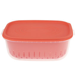Лоток пластмассовый с решетчатой вставкой (дуршлаг) для мытья и хранения овощей, фруктов и ягод, 1,4л 18х14см h8см, с крышкой, цвета в ассортименте: белый; коралловый; зеленый, в п/эт пакете (Китай) - Домашняя мода фото 4