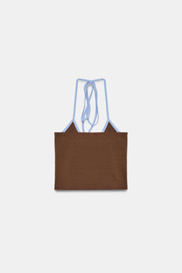 TOP CROP HALTER VIVOS / Marr?n-Azul - Zara фото 5