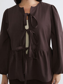 B?y?k Beden Fiyonk Ba?lama Detayl? Kad?n G?mlek