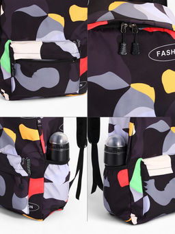 Рюкзак школьный на молнии, с карманами, с абстрактным рисунком, размер 30?13?42 см, с принтом, чёрный