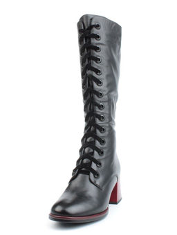 02-BA100-1 BLACK Сапоги зимние женские (натуральная кожа, натуральный мех)