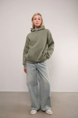 Светло-серая меланжевая толстовка с капюшоном - Incity фото 8