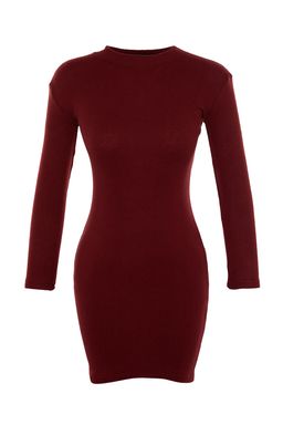 TRENDYOLMILLA Siyah Vucuda Oturan Mini Dik Yaka Fitilli Esnek Orme Kalem Elbise TWOAW21EL2244 фото 7