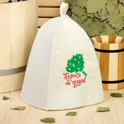 Шапка для бани и сауны, с вышивкой «Парься от души», полиэфир 70%, шерсть 30%, «Добропаровъ»