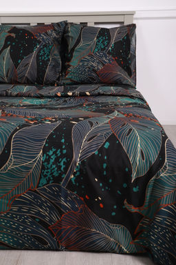Комплект постельного белья Черное Зеленое полисатин