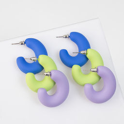 Серьги кольца QF Гламур, набор 3 пары, разноцветный