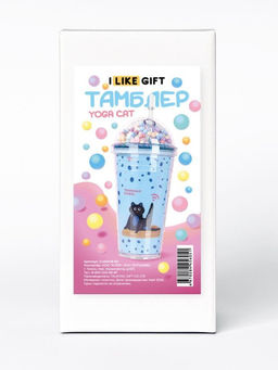 Тамблер iLikeGift "Yoga cat", blue (450 мл)