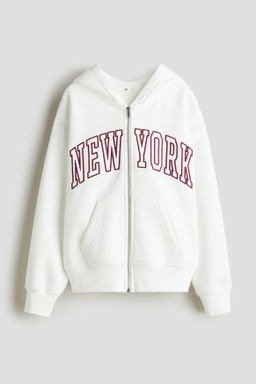Chaqueta sudadera con capucha y motivo bordado