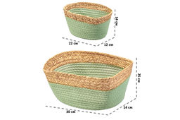 Набор 3 плетеных корзин 1 корзинка 30*25*14 см, 2 корзинки 22*14*12 см, зеленый - Elan gallery фото 2