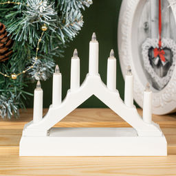 Светодиодная фигура «Белая рождественская горка», пластик, батарейки ААх2 (не в комплекте), свечение тёплое белое