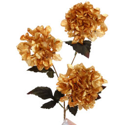 Искусственные цветы "FLOWERS GLAMOUR" 70см Гортензии 3 цветка золотые