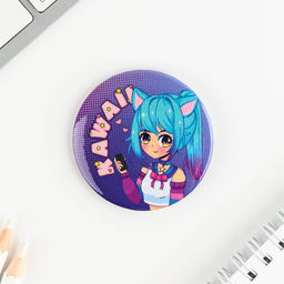 Цена за 10 шт. Значок закатной Аниме Каваи, d=5.6 см