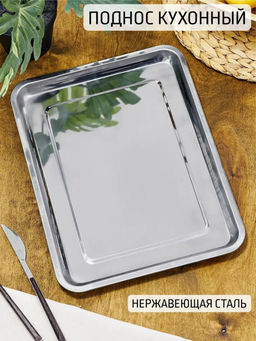 Поднос нерж. 40*30*2 см, арт. AST-002-ПВ-40