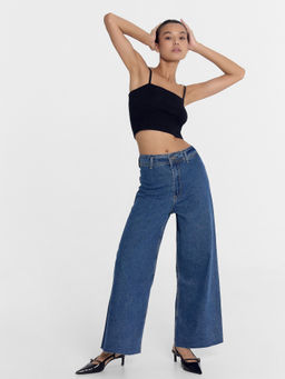 Брюки женские джинсовые wide leg синие голубой 2024-DTW905-1